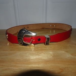 Vtg. Nicona Red Leather Fetish Belt Size 30